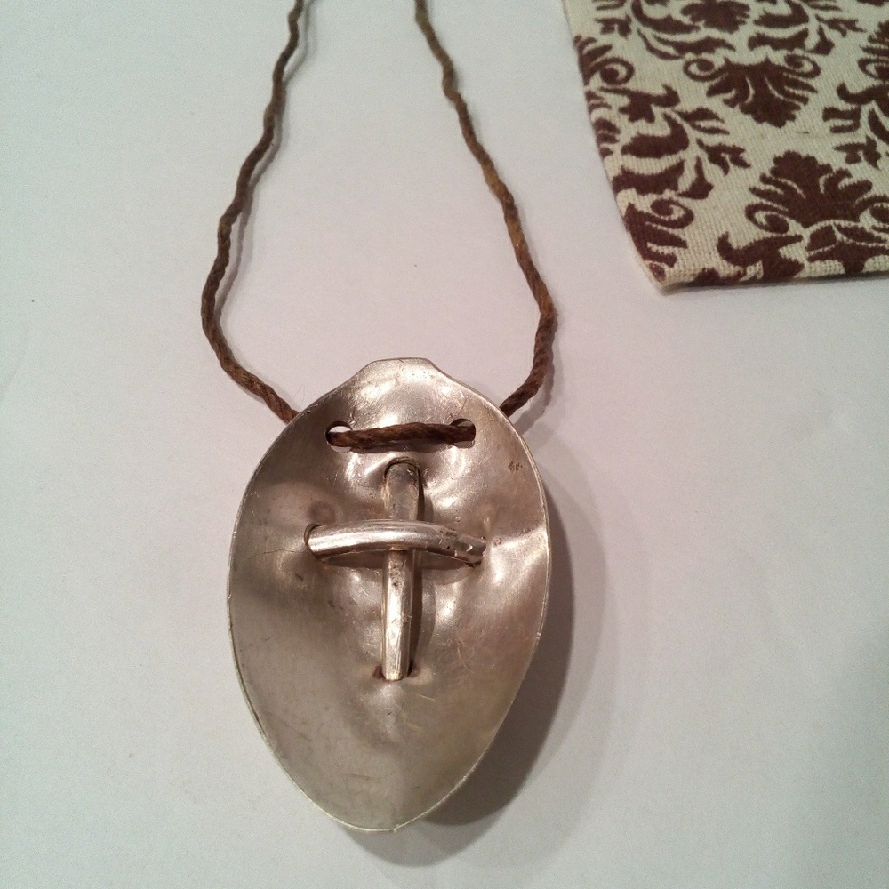 Necklace Cross Spoon Art Handmade 15" long NEW